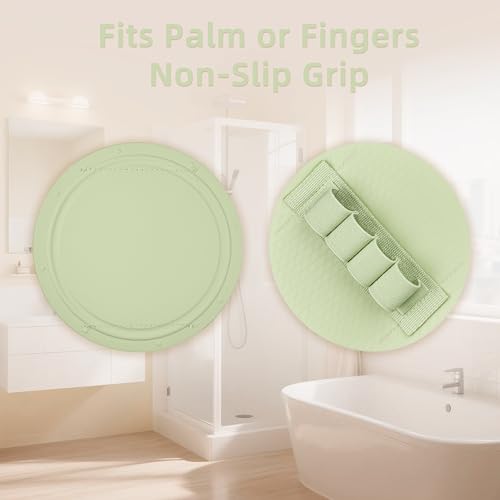 Bath Scrubber Kit: 2 Silicone Exfoliating Pats & Double-Sided Long Handle Back Scrubber Bath Puff for Deep Cleansing - color: 2 Green & Pink