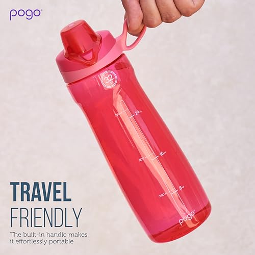 Pogo BPA-Free Tritan Plastic Water Bottle with Chug Lid, 18 Oz, Pink - color: Pink, size: 18 Ounces