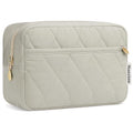 Noozion Makeup Bag Travel Toiletry Bag, Puffy Padded Cosmetic Bag for Women, Makeup Organizer Case, Wide-open Pouch Purse, Travel Essentials - color: Camel