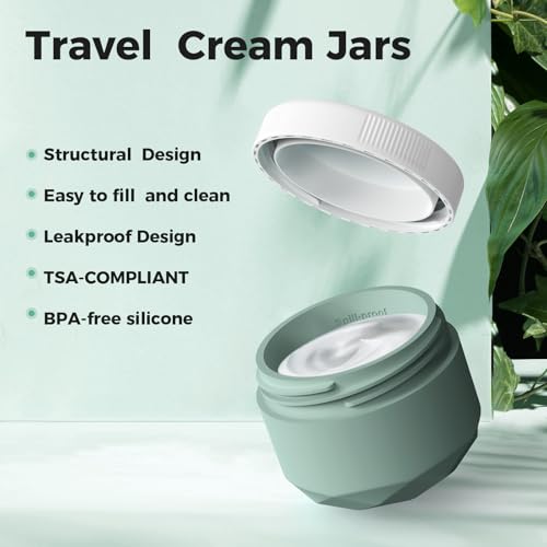 Travel Containers for Toiletries, 4-Pack TSA Approved Silicone Jars (1oz) - BPA Free Leakproof Cosmetic Containers for Creams, Lotion, Skincare & Makeup with Bonus Waterproof Bag-Mix Grey - color: Grey, size: 30ML
