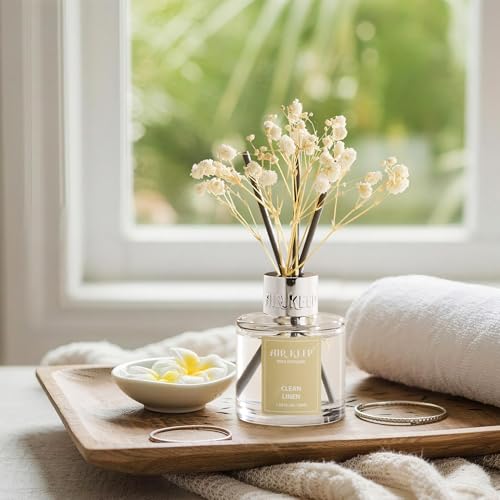 Airkeep Reed Diffuser Set,1.69 fl oz (50 ml) - Clean Linen Oil Diffusers with 8 Reed Sticks,Home Fragrance Reed Diffuser for Bathroom Shelf Decor - size: Real Flower/1.69Ounce/1pack