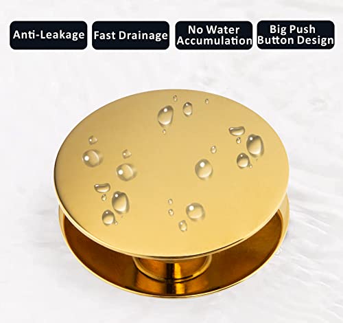 Artiwell Universal Bathroom Sink Drain Stopper, Fits Most Pop-Up Drains for Vessel Sink Lavatory Vanity, Sink Drain Strainer with Detachable Hair Catcher, Tested by Plumber in US (Polished Brass) - color: Polished Brass
