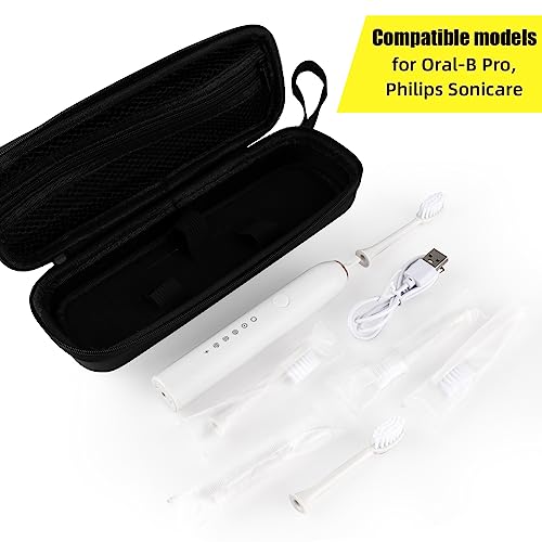Hooqict Electric Toothbrush Travel Case for Oral-B Pro 1000, 2000, 3000, 3500, 1500 Travel Toothbrush Case Holder with Mesh Pocket Cover Protection, Protective Storage Bag Toothbrush Carrier - color: Black
