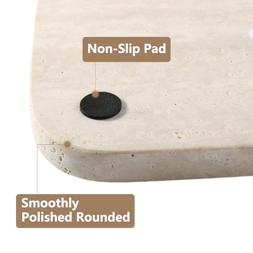 Marble Vanity Tray for Dresser Organizer, Travertine Bathroom Tray Countertop, Beige Decorative Serving Trays, Kitchen Sink Storage, Jewelry & Perfume Holder(Travertino Romano) - color: Travertino Romano