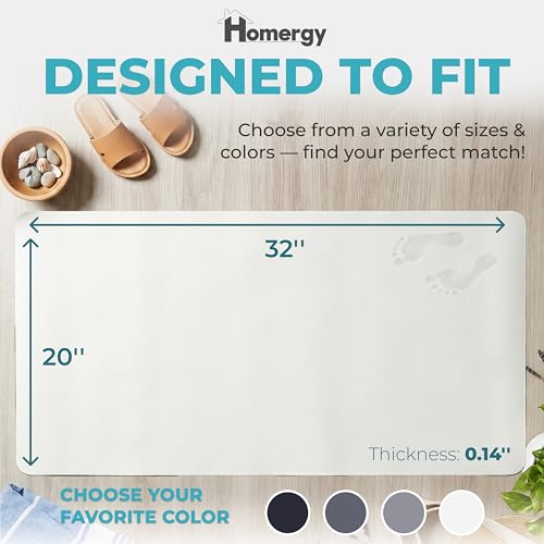 Homergy Bath Mat for Bathroom Non Slip, Quick Dry, 20x32 in, White | Ultra absorbent, machine washable, mildew resistant shower mat with rubber backing for tub, poolside and outdoor showers - color: White, size: 20" x 32"