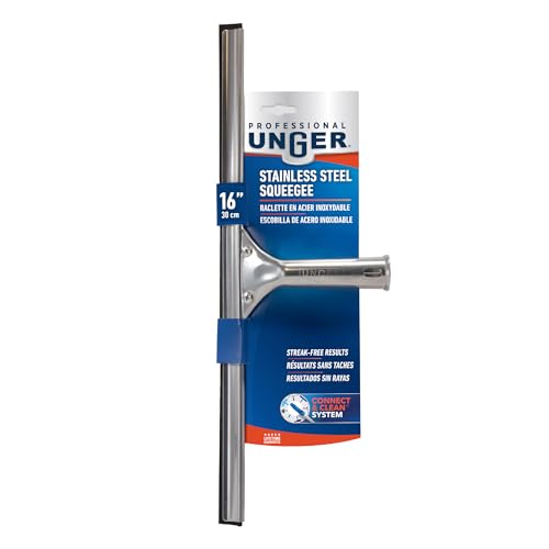 Unger Professional 16” Stainless Steel Window & Glass Cleaning Squeegee - Cleaning Supplies, Heavy Duty Squeegee for Window Cleaning, Streak Free Results - size: 16-inch, style: Squeegee