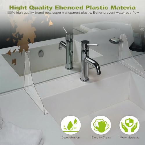 2 Pcs Bathtub Water Guards, Removable Shower Splash Guard for Tub with Fine-Adjustment Angle, Acrylic Water Blocker for Bathroom, Kitchen Sink, Keeps Water in Shower