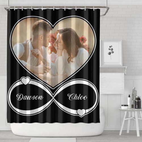 Personalized Shower Curtain Set Custom Photo Shower Curtains Modern Minimalist Home Bathroom Curtain Decor with 12 Hooks 72 Inch Wide * 84 Inch High - color: 1 Photo-2, size: 72"W x 84"L (Pack of 1)