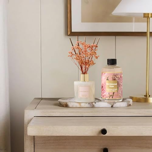 Cocorrína Reed Diffuser Refill Sandalwood Rose 17oz (500ml) with 8 Sticks - Premium Long-Lasting Floral Essential Oil, Home Fragrance for Bedroom, Bathroom Home Decor - size: 17 Fl Oz (Pack of 1)
