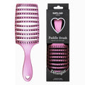 HAPPY HAIR BRUSH Happy Detangler Paddle Brush with Boar Bristles & Nylon Pins | Designed by Women to Detangle & Smooth Thick, Fine or Curly Hair | Pain-Free Slick Back Brush, Ultra Lightweight (Pink) - color: Pink