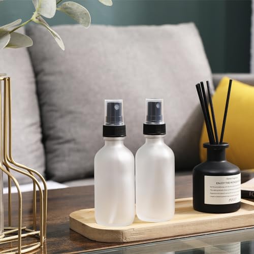 NOOEEISS Green Glass Small Spray Bottles 2 oz 24 Packs,Fine Mist Sprayer Pretty Finish,Refillable Containers mini spray bottles for Cleaning Solutions and Skin Care (Clear Frosted 24Pack) - color: Clear Frosted, size: 24Pack