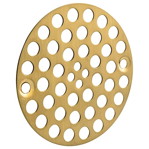 Artiwell 4’’ Shower Strainer Drain Trim Set, Solid Brass Screw-in Shower Strainer Drain Cover, Replacement Strainer Grid by Artiwell, Machine & Self-Tapping Screws Included (Brushed Gold) - color: Brushed Gold