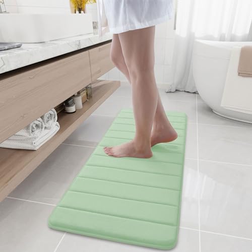 Buganda Memory Foam Bath Mat, 47" x 17", Ultra Soft Bathroom Rugs, Water Absorbent and Machine Washable Bath Rug Runner for Bathroom, Shower, and Tub, Sage Green - color: Sage Green, size: 47" X 17"