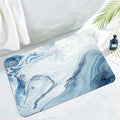 MitoVilla Blue Marble Bathroom Rug Mat, 17" x 24", Non Slip, Absorbent, Diatom Mud, Modern, Machine Made, Low Pile, 3.5mm Thick, Bath Mat - color: Marble04 - Blue, size: 17" x 24"
