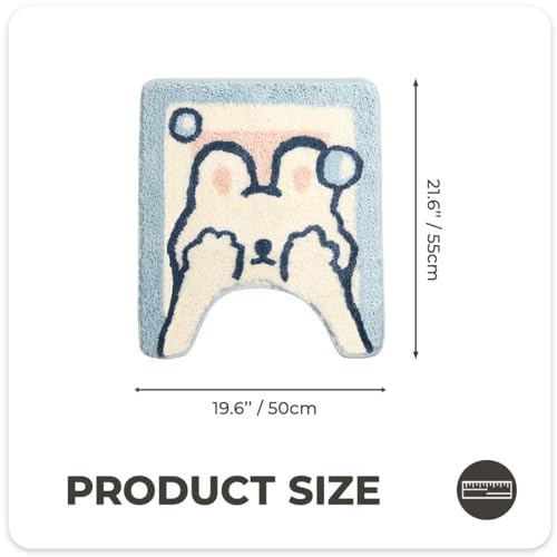 Cute U-Shaped Toilet Mat, Ultra Soft Microfiber Bath Mat Non Slip Bath Rug Water Absorbent for Bathroom Floor Machine Washable Shower Mat, 20 x 22 Inches, Bubble - color: Bubble