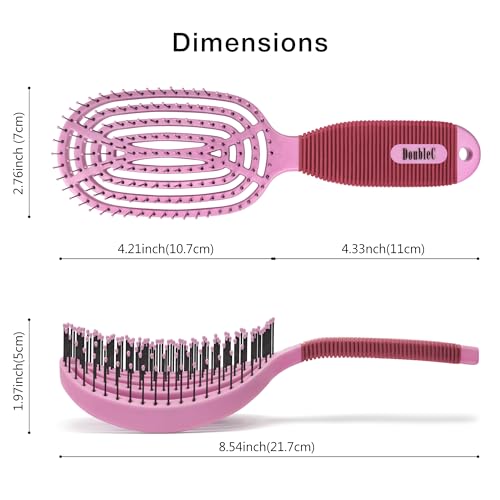 NuWay® DoubleC® Detangling Hair Brush – The Original Home Scalp-Care Brush – Patented Double Curved Scalp Care Hairbrush for Gentle Detangling, Volume Styling & Wet or Dry Hair (Petal Pink) - color: Petal Pink