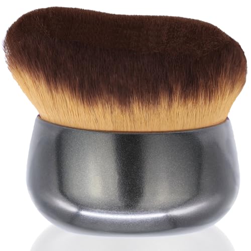 Extra Large Body Makeup Brush For Self Tanner, Leg Makeup &Bronzer Blend,75 mm Wide-headed Kabuki Brush Provides More Even &Pretty Application, Oval Face&Back Makeup Brush, Wet&Dry Use- Black - color: Black