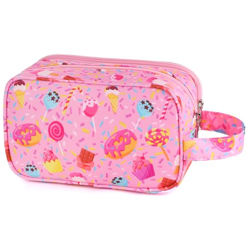 Kids Toiletry Bag for Girls, Travel Toiletry Bag for Little Young Girls Cosmetic Bag Makeup Bag Waterproof Hanging Wash Bag Toddler Toiletries, Candy Pink - color: Pink Candy