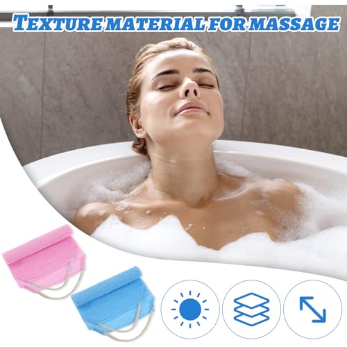 2Pcs Back Scrubber Body Bath Pull Strap Scrubber with Handles Nylon Exfoliating Washcloth Extended Length Washers Stretchable Shower Scrubber for Face Back Cleans Skin Massages Women Men