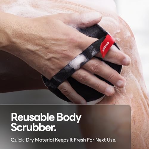 Caveem Exfoliating Body Scrubber, Bath and Body Scrub Buffer, Body Exfoliator for Remove Dead Skin, Gentle and Rough Lightweight Sponge for Shower (2 Pack) - style: Round and Dual-Sided Exfoliation