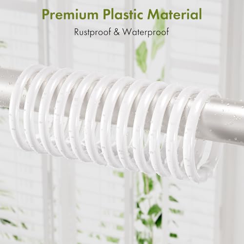 Amazer Plastic Shower Curtain Rings, 12 Pcs Shower Curtain Hooks, O Shape Wihte Shower Curtain Hooks Rings, Easy to Snap Closure Shower Hooks Rings Loops for Shower Curtain - color: White, size: 12 Pack