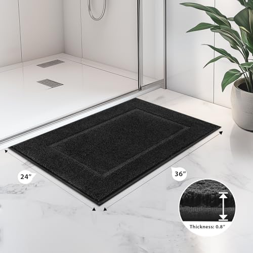anllugs Bathroom Rugs 24" x 36", Non-Slip Extra Soft Absorbent Bath Rugs, Machine Washable Quick Dry Bath Mats for Bathroom Floor, Shower, Bathtub and Sink, Black - color: Black, size: 24" X 36"
