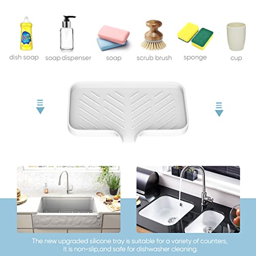 Kitchen Soap Tray,Kitchen Sink Tray Sponge Tray Kitchen Sponge Holder Self Draining Premium Silicone Soap Holder for Bathroom Kitchen Counter Sink Caddy Organizer for Dish Soap Bottle,Soap Dispenser - color: Trwt