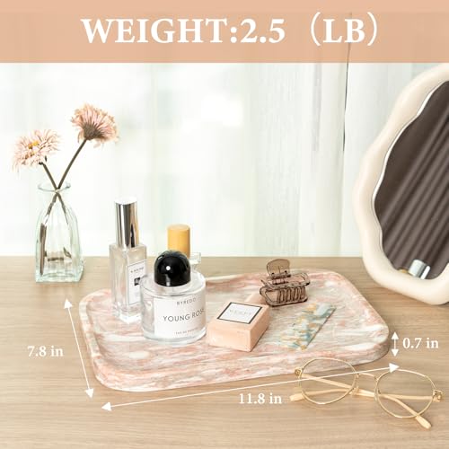 Karibiber Marble Vanity Tray, Marble Bathroom Tray Countertop, Decorative Tray for Dresser, Rosso Red Stone Serving Trays for Kitchen, Perfume, Jewelry Candle Holder, Catch All - color: Norway-rosso Red