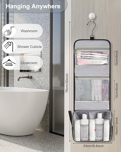 Small Hanging Toiletry Bag for Men and Women, Portable Hanging Organizer for Travel-Sized Shower Dopp Kit, Makeup Accessories, Waterproof Toiletries Organizer with 3 Compartments for Outdoor - Black - color: 01 Black, size: Small