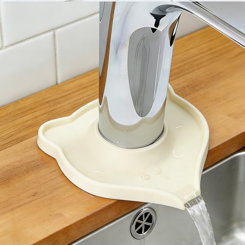 Compact Silicone Kitchen Sink Faucet Splash Proof Mat, Tap Water Diversion Splash Guard Drain Pad(White,2PCS) - color: Whitex2