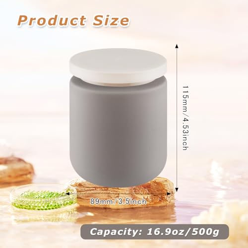 16.9oz/500g Plastic Containers Empty Cosmetic Jars Large Makeup Sample Storage Pot with Lid & Inner Liner for Lotion Cream Ointments DIY Makeup Travel - 1 Pcs-Grey - color: 1 Pcs-Grey