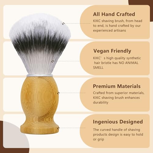 Kikc 5 in 1 Shaving Kit, Shaving Brush Kit for Men,Set Include Synthetic Shave Brush, Stainless Lathering Bowl, Shave Brush Stand, Shaving Cream, Shave Manual, Best Gift for Bearded Man,Silvery Set - color: Stainless set