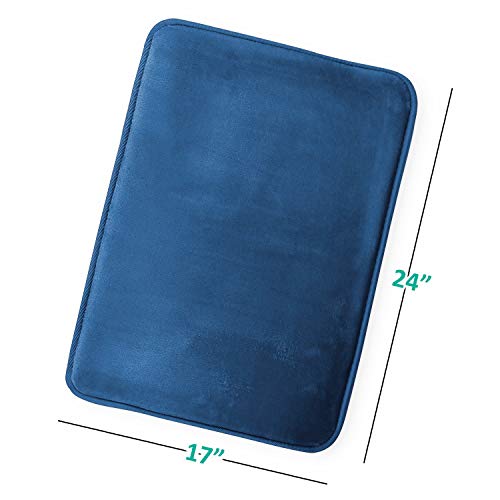 Clara Clark Bathroom Rugs, Velvet Memory Foam Bath Mat, Non-Slip, Machine Washable Bath Rugs - Dries Quickly, Ultra Soft Plush Bath Mats for Bathroom, 17 x 24, Royal Blue - color: Blue, style: 17 x 24