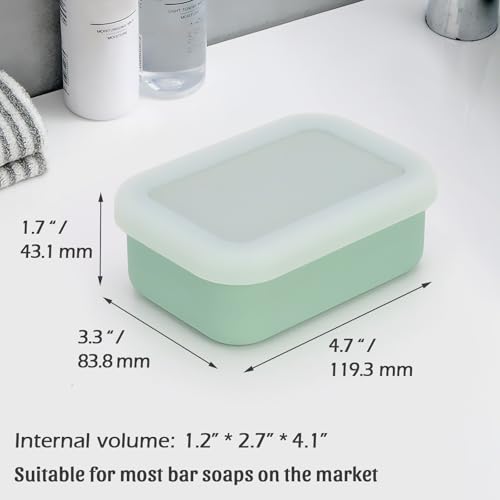 AIDIMMING Leak Proof Silicone Travel Soap Case with Clear Lid & Drain Pad, Compact Bar Soap Container, Shatterproof Portable Soap Holder for Bar Soap, for Travel Gym Outdoors Camping (Clear&Green) - color: Clear&green