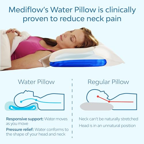 Mediflow Fiber: The First & Original Water Pillow, clinically Proven to Reduce Neck Pain & Improve Sleep. Therapeutic, Ideal for People Looking for Proper Neck Support - size: Value Pack – With Pillow Protectors