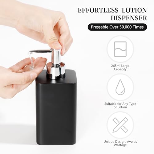 YMXYJM Bathroom Accessories Set, 4 Pcs Bathroom Accessory Set, Soap Dispenser, Toothbrush Holder, Qtip Holder Set, Bathroom Sets Complete, Bathroom Sink Set for Modern Home Decor, Black - style: Black