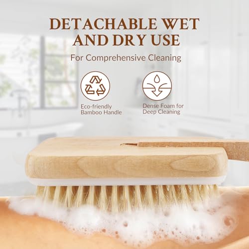 Body Brush, Detachable Long-Handle Bath Brush, Efficient Exfoliating Massage, Unisex Cleansing Brush, Square Brush Head, 2 Pack - size: Rectangular - Detachable