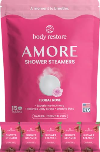 Body Restore Shower Steamers Aromatherapy 15 Pack – Fathers Day Gift for Dad, Birthday Gifts for Women & Men, Spa Stress Relief & Relaxation Self Care Gifts – Premium Rose Essential Oil Tablets - color: Rose Petal 15 Pack