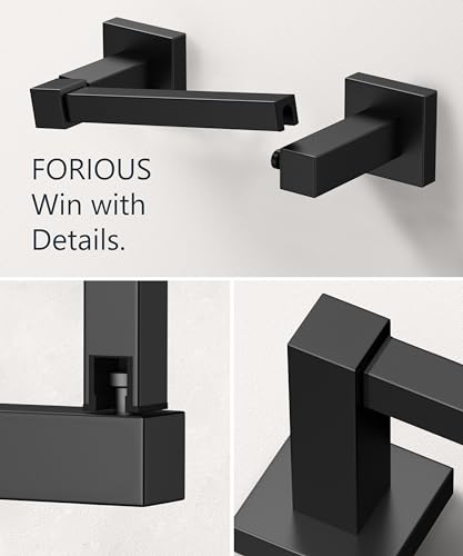 FORIOUS Toilet Paper Holder Wall Mount, Stainless Steel Rustproof Double Post Pivoting Tissue Roll Holder for Bathroom, Commercial Toilet Paper Dispenser (Matte Black, Square) - color: Matte Black