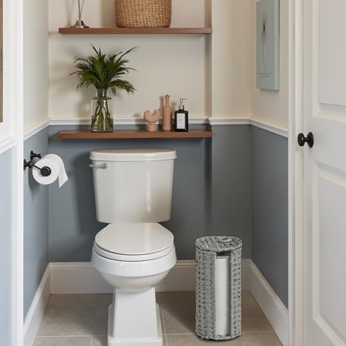 GRANNY SAYS Toilet Paper Storage with Lid, Toilet Paper Holder Stand with Storage, Woven Basket for 3 Mega Rolls, Decorative Tissue Holder for Bathroom, Gray - color: Gray, size: 6¾"D(For 3 Roll)