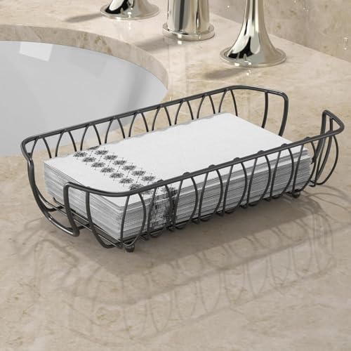Guest Hand Towel Holder Tray for Bathroom Countertop,Black Metal | Guest Bathroom, Powder Room & Vanity Use - color: K - Black Napkin Holder for Bathroom, size: Guest Towel Holder