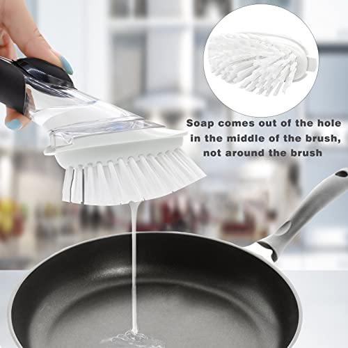 Brush Refills for RIMAY Dish Brush - 4 Pack Dish Brush Cleaning Soap Dispensing Head Replacement for Scrubber (White) - color: White