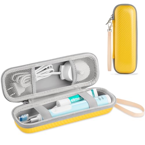 Toothbrush Travel Case for Oral B/Oral-B Pro 1000 1500 5000 7000 7500 9600 Electric Toothbrush, Portable Hard Protective Storage Bag - color: Yellow