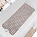 TEESHLY Bath Tub and Shower Mats, Non Slip 40 x 16 Inch Extra Long Bathtub Mat, Machine Washable Bathmat with Drain Holes, Suction Cups for Bathroom Floor, Tan - color: Tan