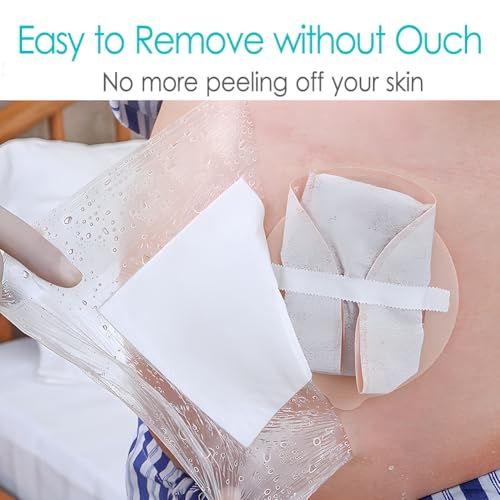Hola Health 14 Pcs Waterproof Ostomy Bag Shower Cover 10"x12", Stoma Bath Protector Shield Film Adhesive Dressing Bandage for Ostomy Supply Guard Accessory - size: 10x12 inch (Pack of 14)