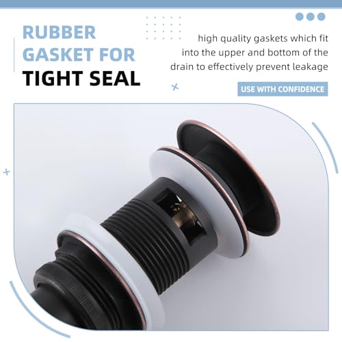 Angle Simple Bathroom Sink Drain with Overflow, Brass Pop Up Sink Stopper for Sink with 1.61 to 2 Inches Drain Hole, Oil-Rubbed Bronze - color: Oil-rubbed Bronze
