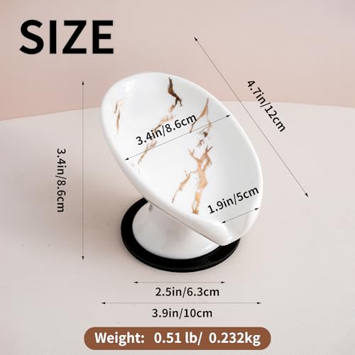 Agyiuns Soap Dish, Soap Holder Self Draining Leaf Shape Soap Dishes，White and Gold Marble Pattern Ceramic Draining Soap Tray for Shower, Bathroom Sink, Kitchen (Small Size-Marble White, 1) - color: Small Size-marble White