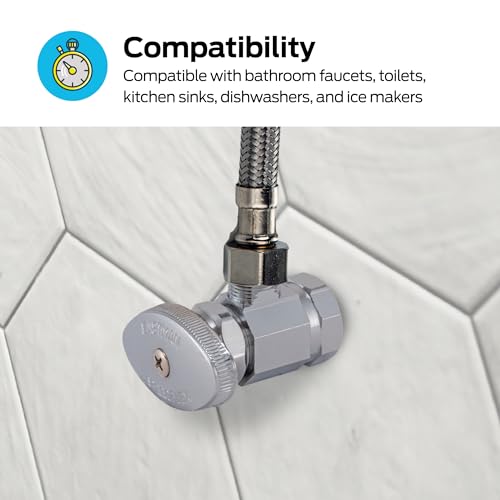 Eastman 3/8 Inch OD Compression x 1/2 Inch FIP Compression Multi-Turn Angle Stop Valve, Brass Plumbing Fitting, Chrome, 04322LF - size: 3/8 in. OD x 1/2 in. FIP
