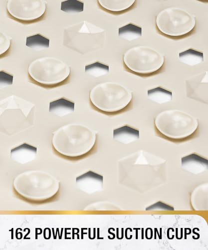 HITSLAM Shower Mat Anti Slip, Square Bath Mat for Tub Non Slip with Suction Cups and Drain Holes, 21x21 Inch Bathroom Shower Stall Floor Mat, Machine Washable, Soft on Feet, Sand - color: Sand, size: 21" x 21" (Square)