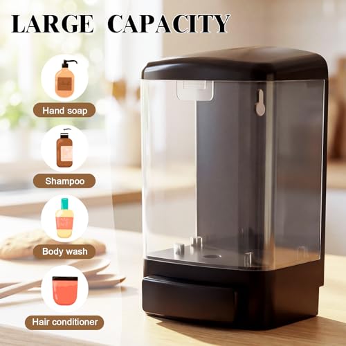 Hushee 4 Pcs Plastic Wall Mounted Soap Dispenser Commercial Manual Soap Containers Wall Dispenser for Kitchen Shower Hotel Liquid Shampoo Gel Chamber(33.8 oz 1000 ml,Clear) - color: Clear, size: 33.8 oz 1000 ml